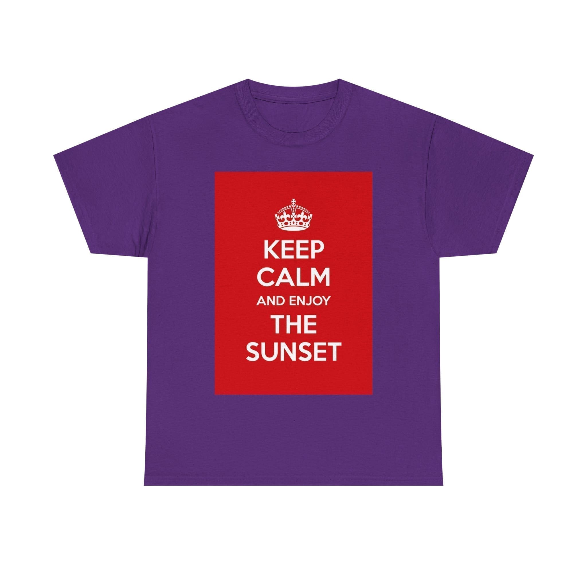 Keep Calm & enjoy the sunset unisex heavy cotton tee Purple 2XL