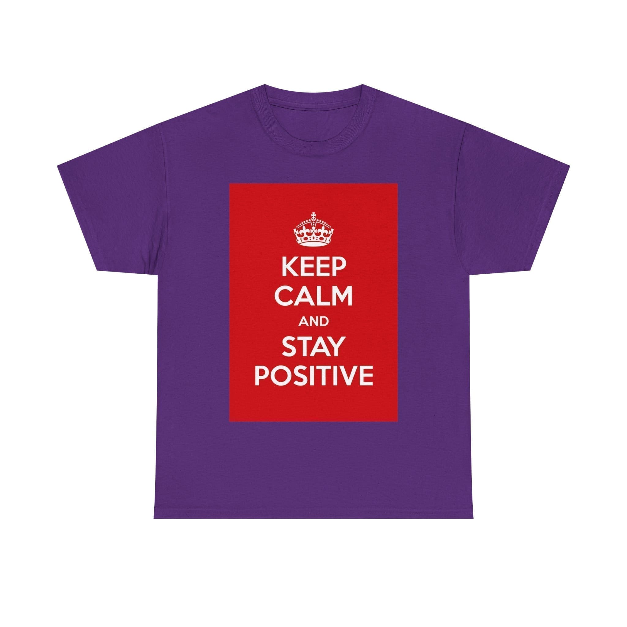 Keep Calm & stay positive unisex heavy cotton tee Purple 2XL