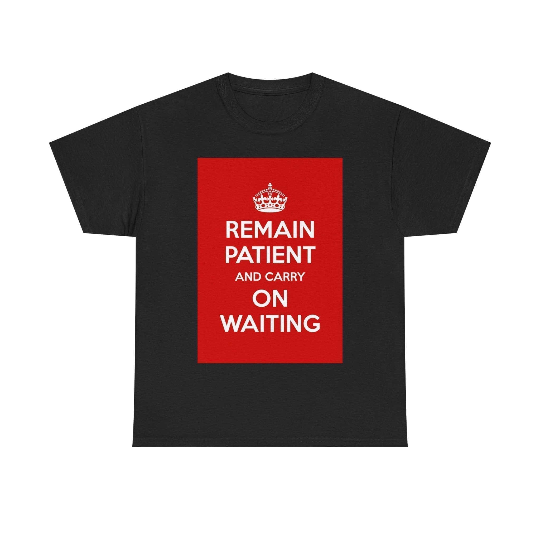 Remain patient & carry on waiting unisex heavy cotton tee Black 5XL