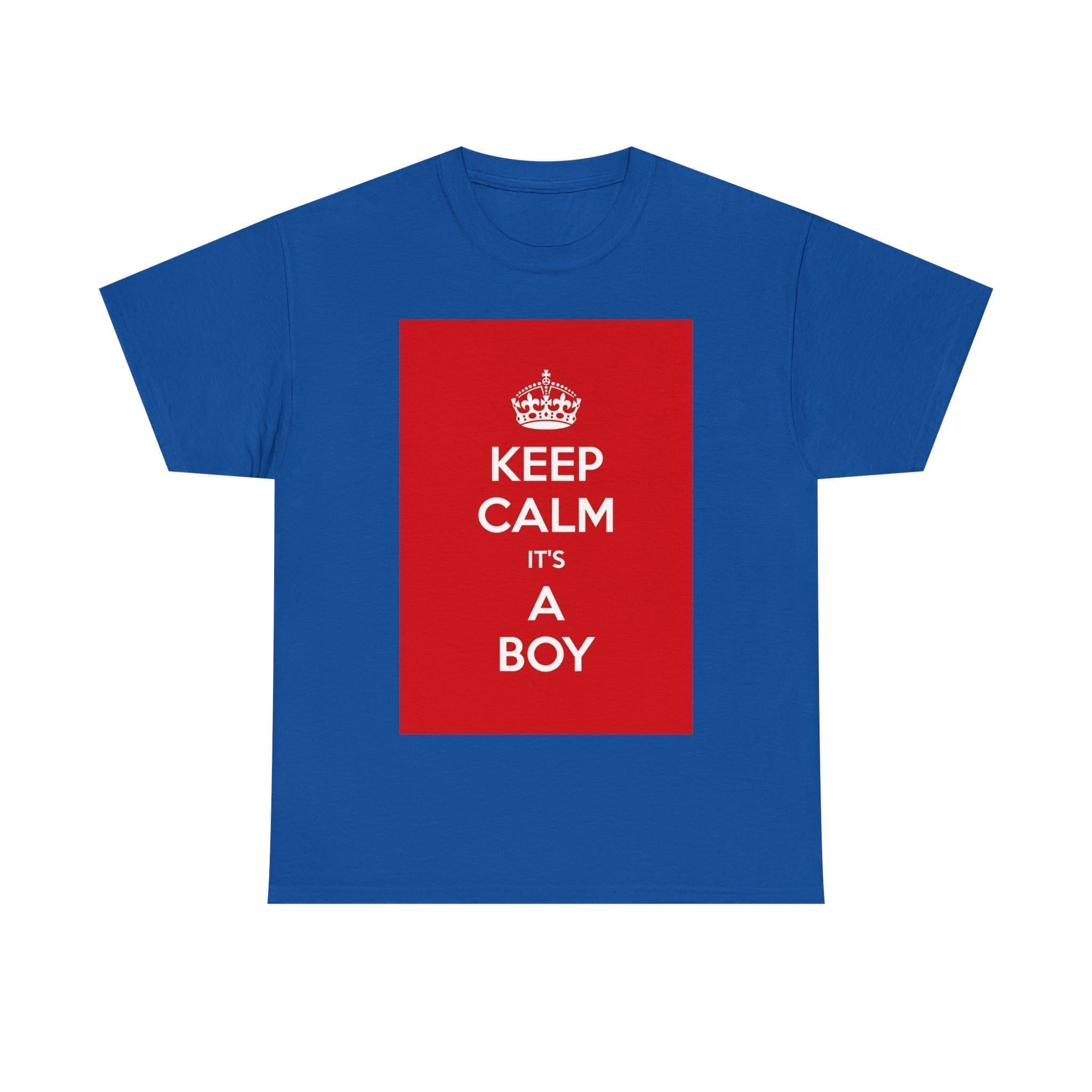 Keep Calm it's a boy unisex heavy cotton tee Royal 5XL