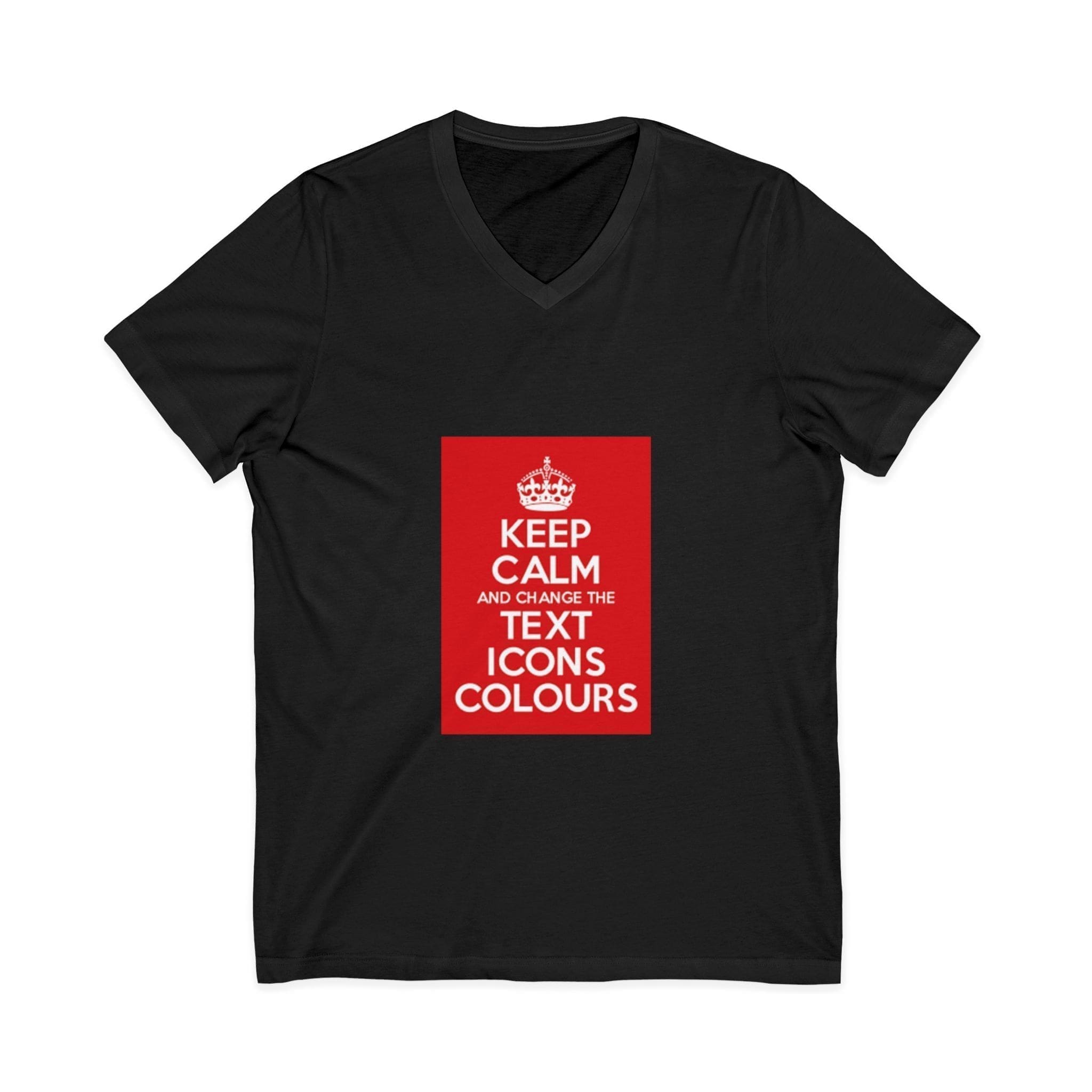 Keep Calm customizable V-Neck Tee Black 2XL
