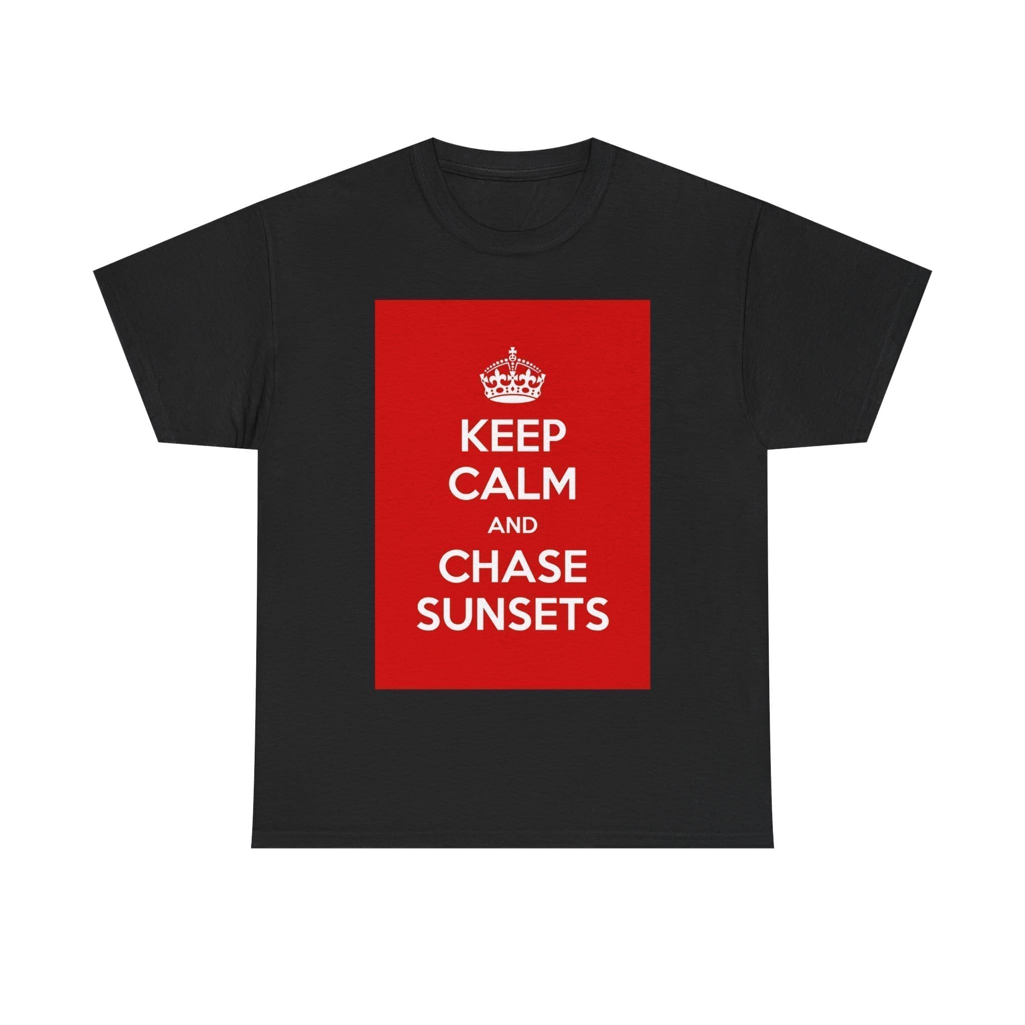 Keep Calm & chase sunsets unisex heavy cotton tee Black 5XL Keep Calm & chase sunsets unisex heavy cotton tee Black 5XL
