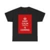 Keep Calm christmas is coming unisex heavy cotton tee Black 5XL