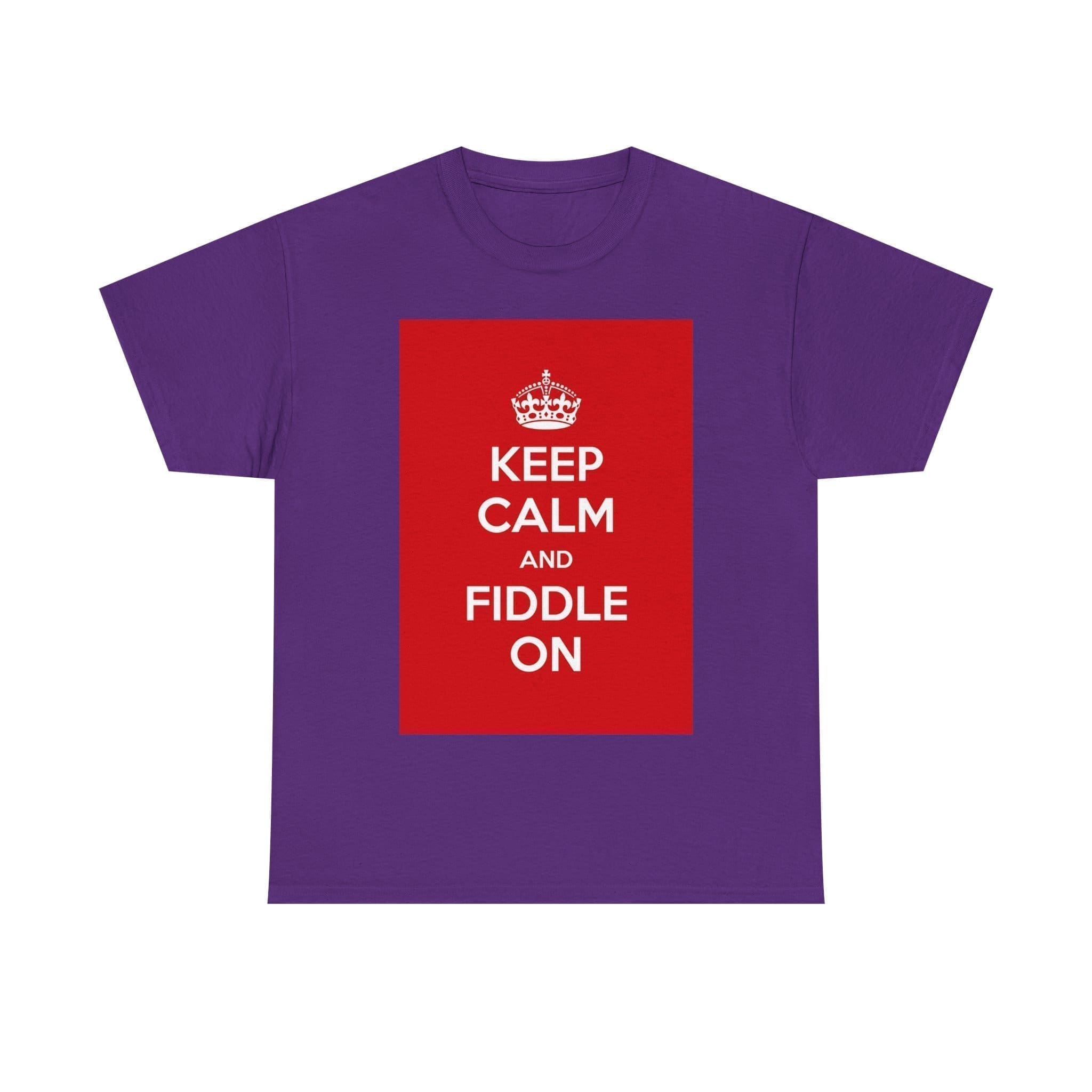 Keep Calm & fiddle on unisex heavy cotton tee Purple 2XL