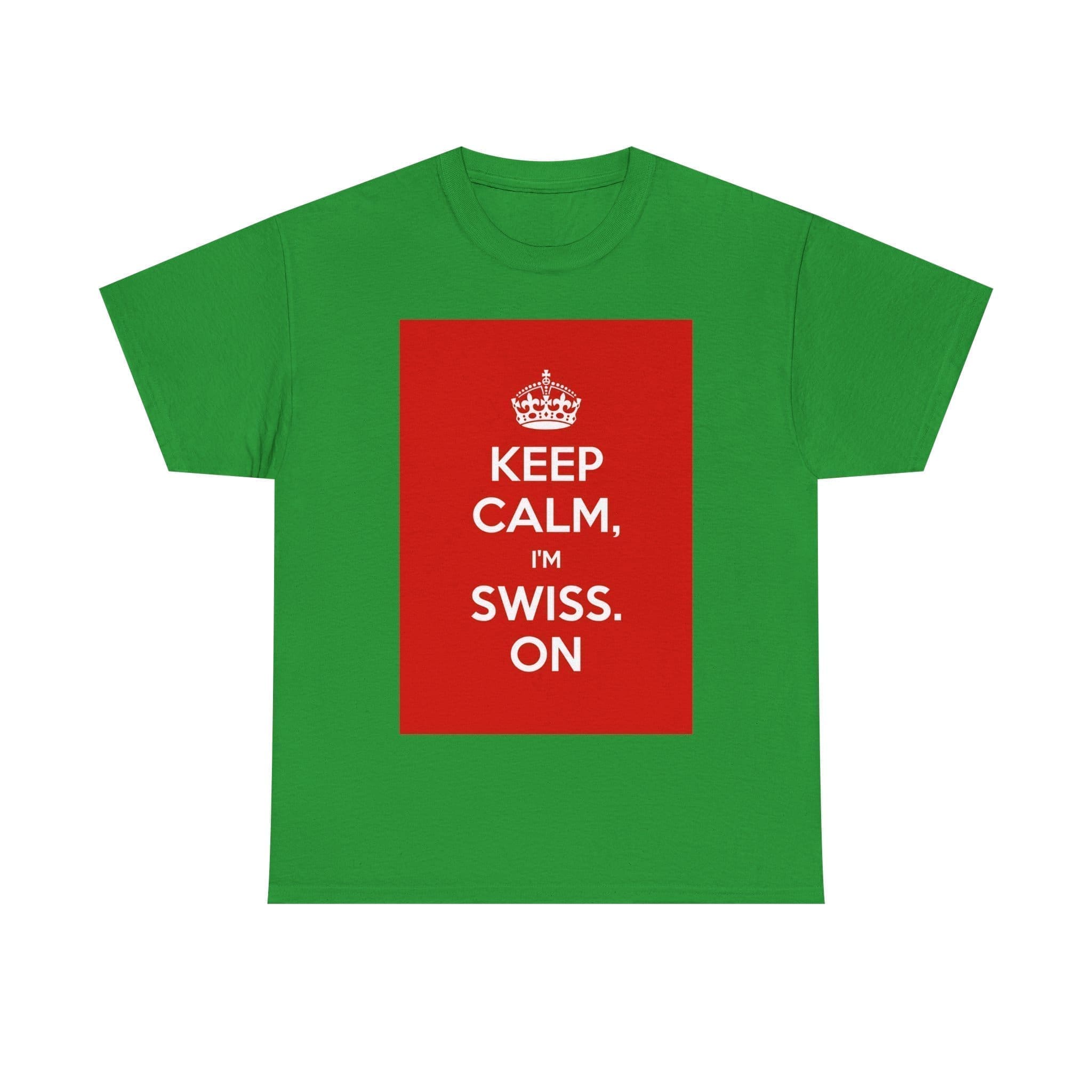 Keep Calm i'm swiss on unisex heavy cotton tee Irish Green 3XL