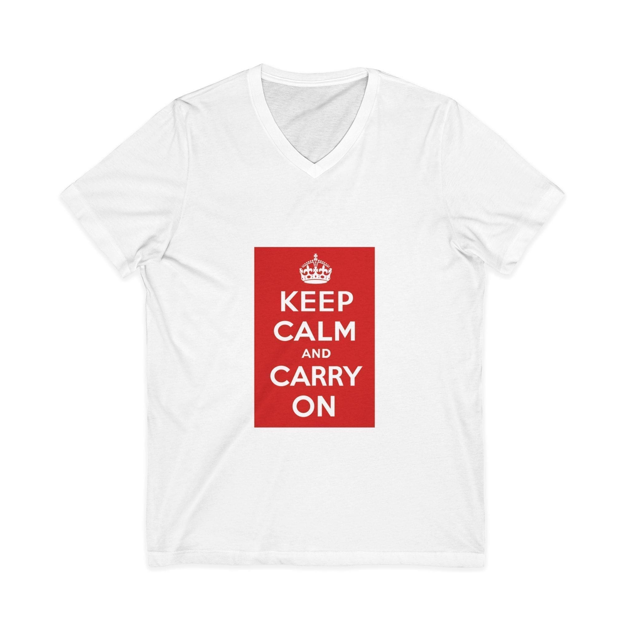 Keep Calm and Carry On V-Neck Tee White 2XL