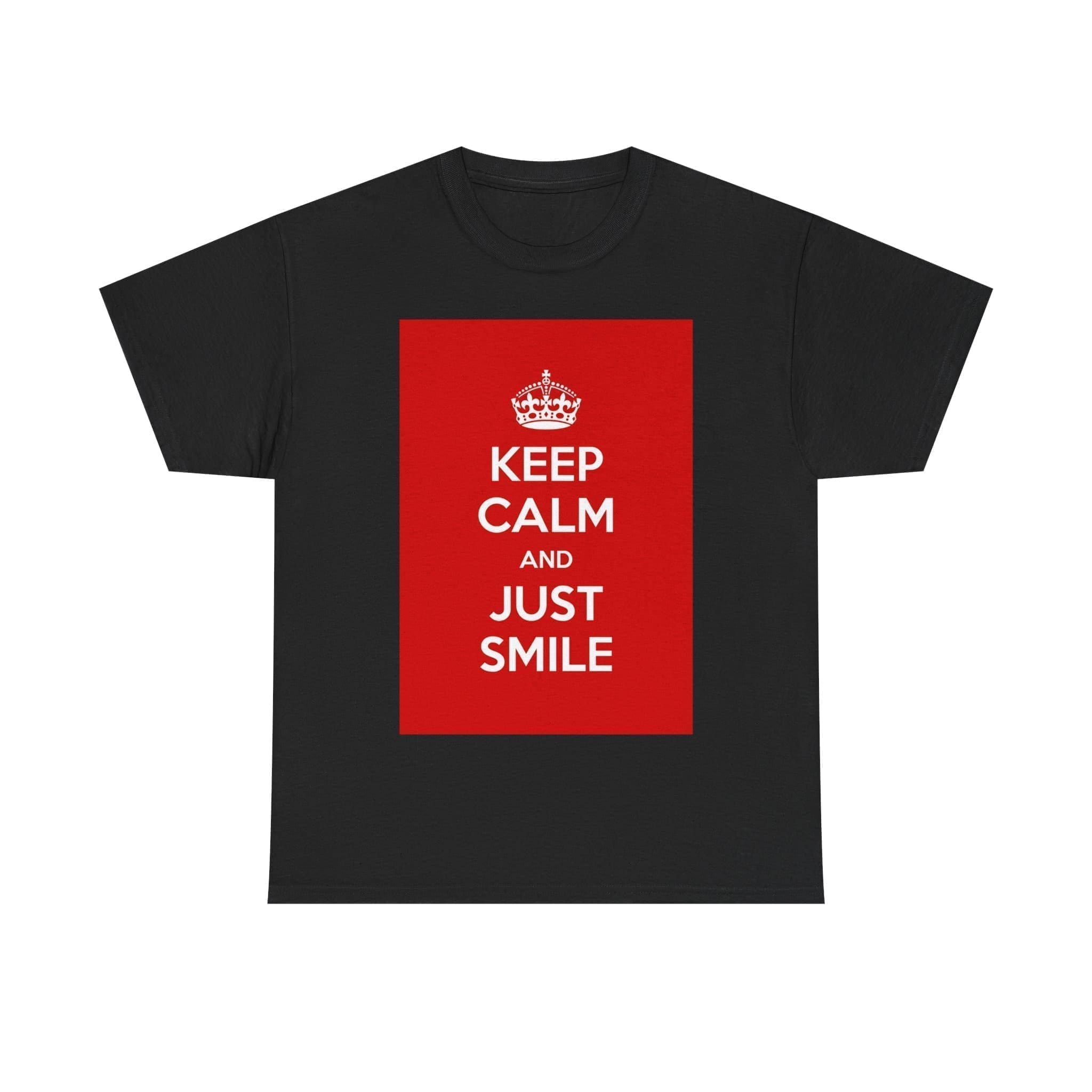 Keep Calm & just smile unisex heavy cotton tee Black 5XL