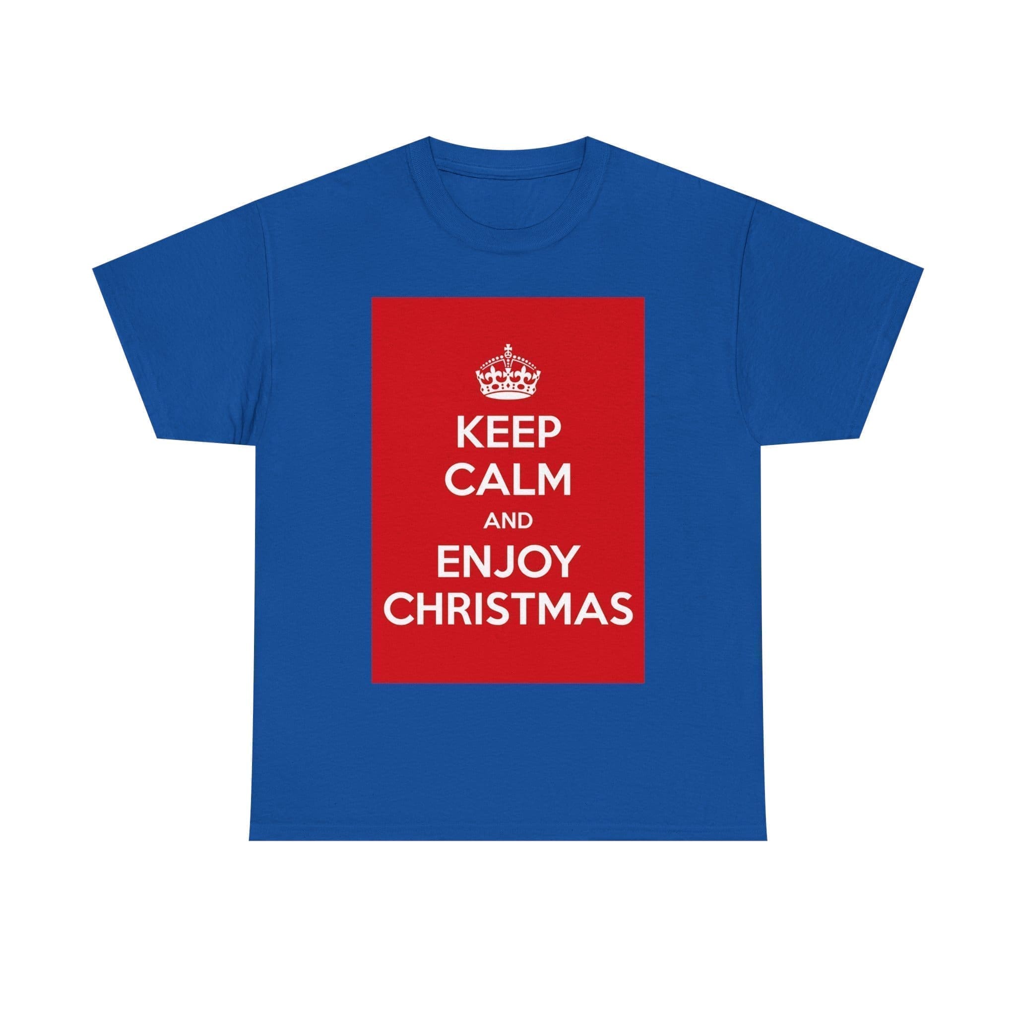 Keep Calm & enjoy christmas unisex heavy cotton tee Royal 5XL
