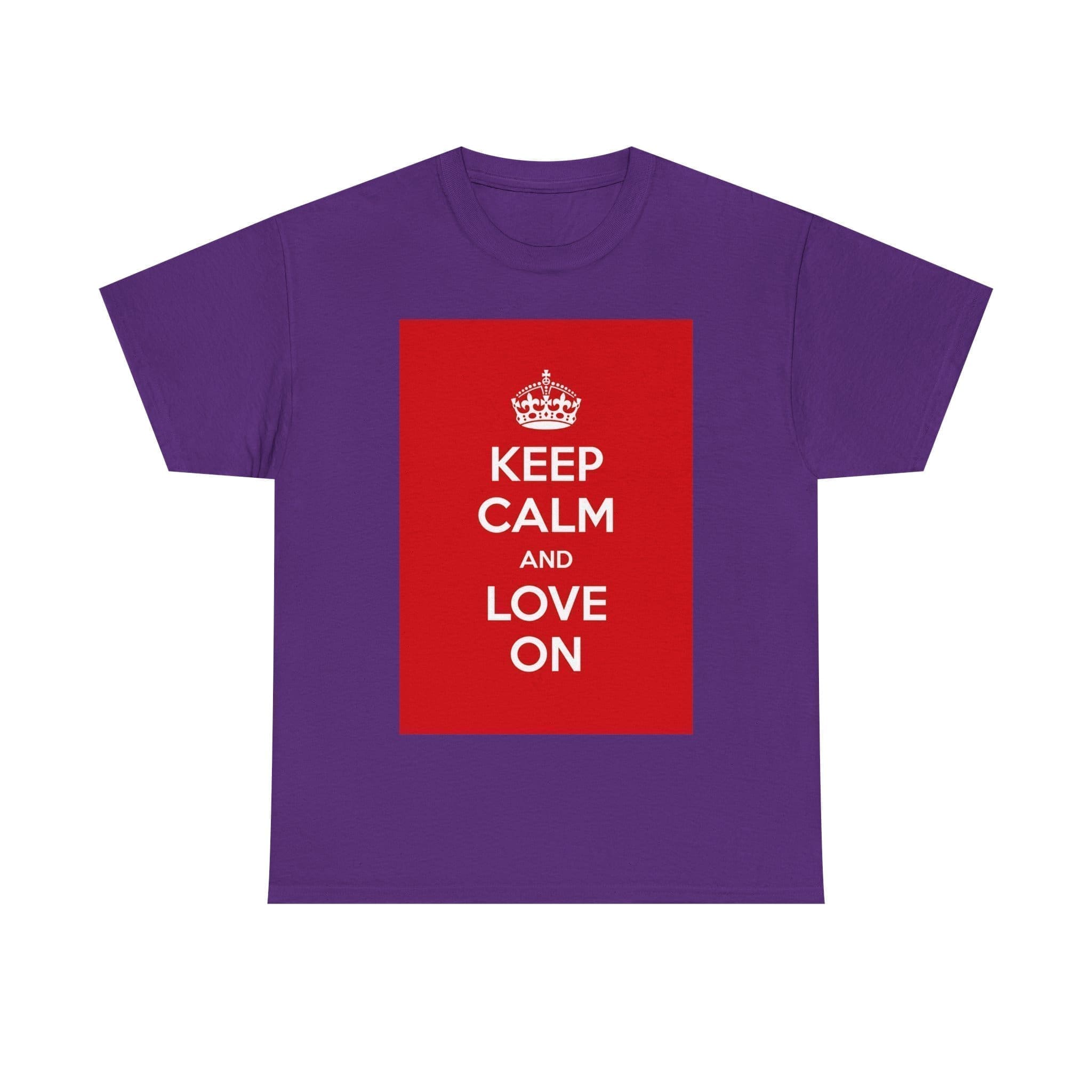 Keep Calm & love on unisex heavy cotton tee Purple 2XL