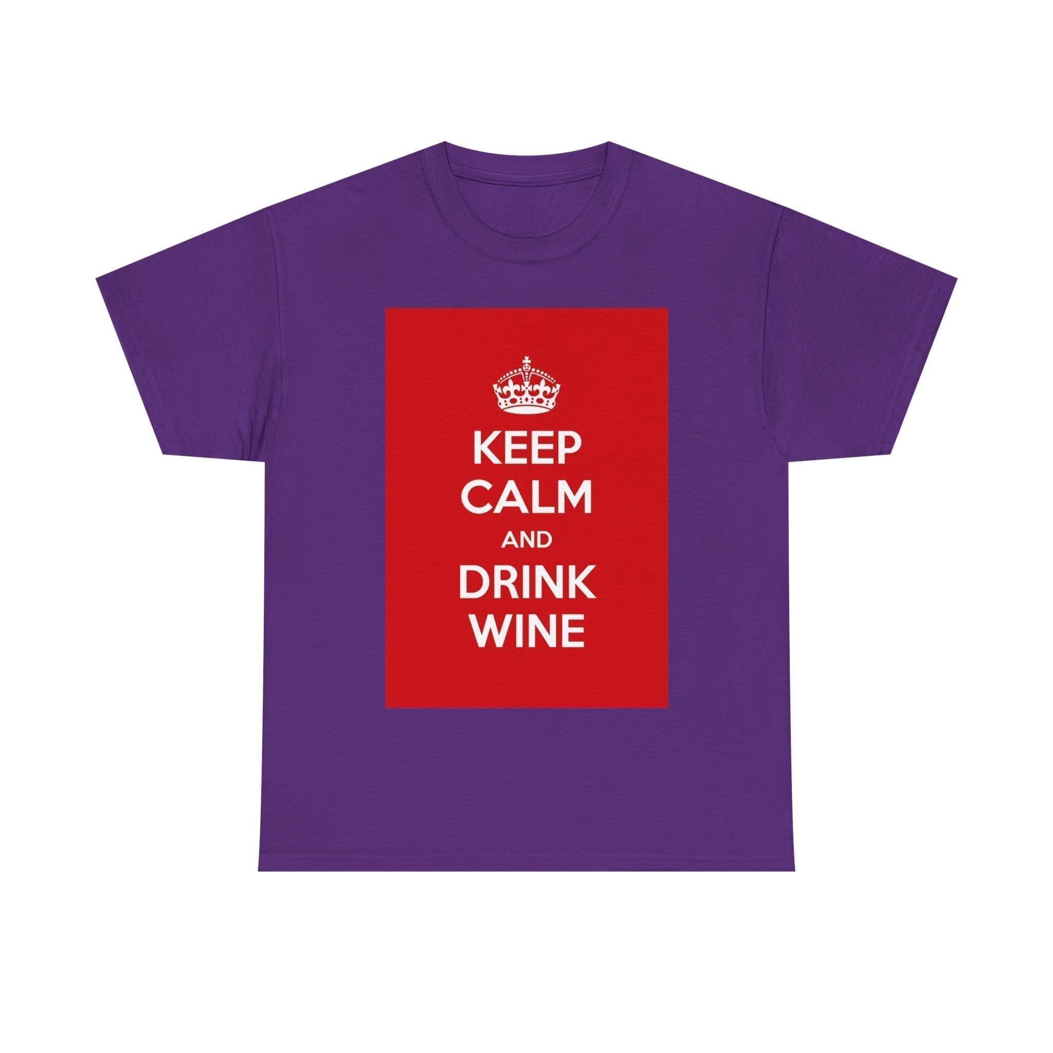 Keep Calm & drink wine unisex heavy cotton tee Purple 2XL