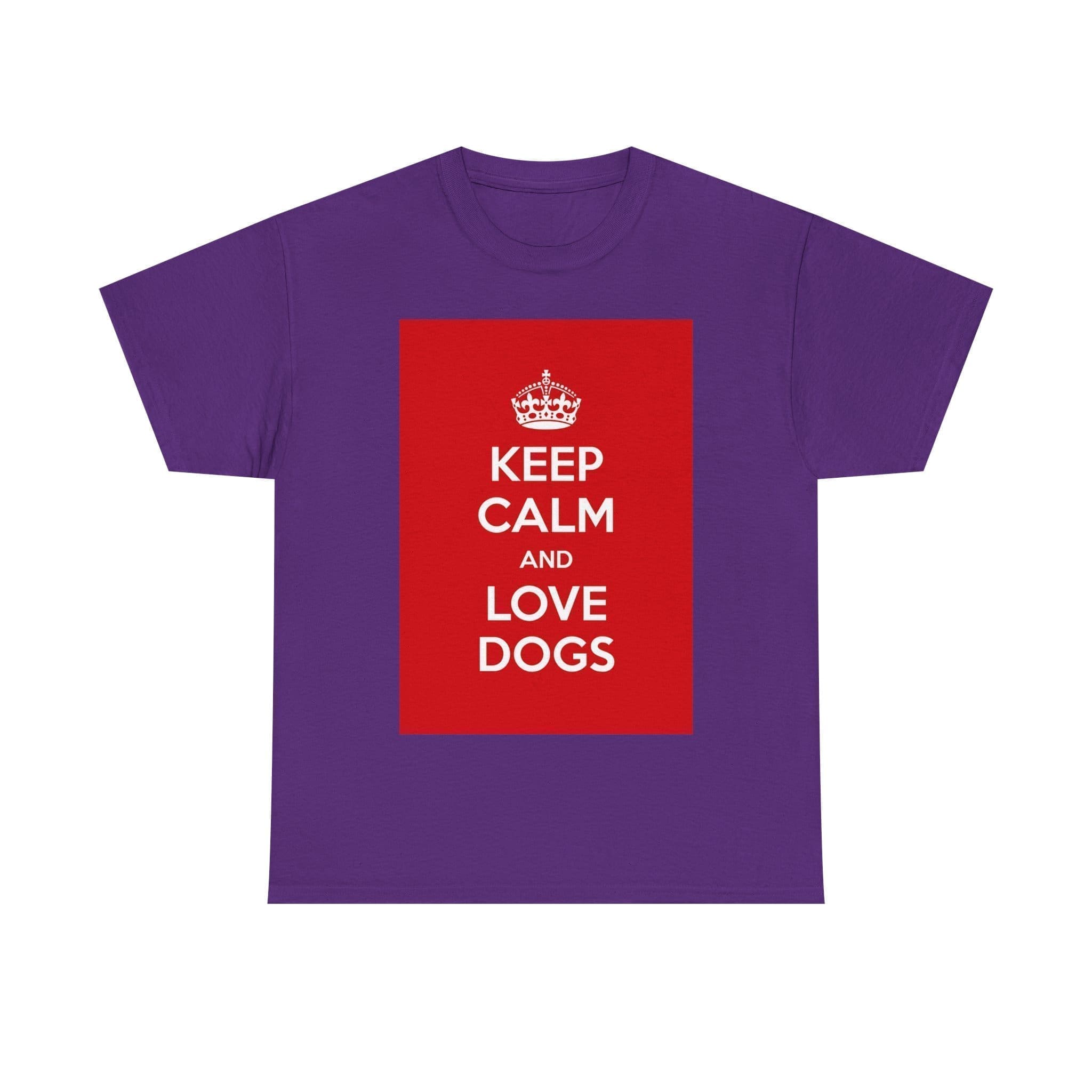 Keep Calm & love dogs unisex heavy cotton tee Purple 2XL Keep Calm & love dogs unisex heavy cotton tee Purple 2XL