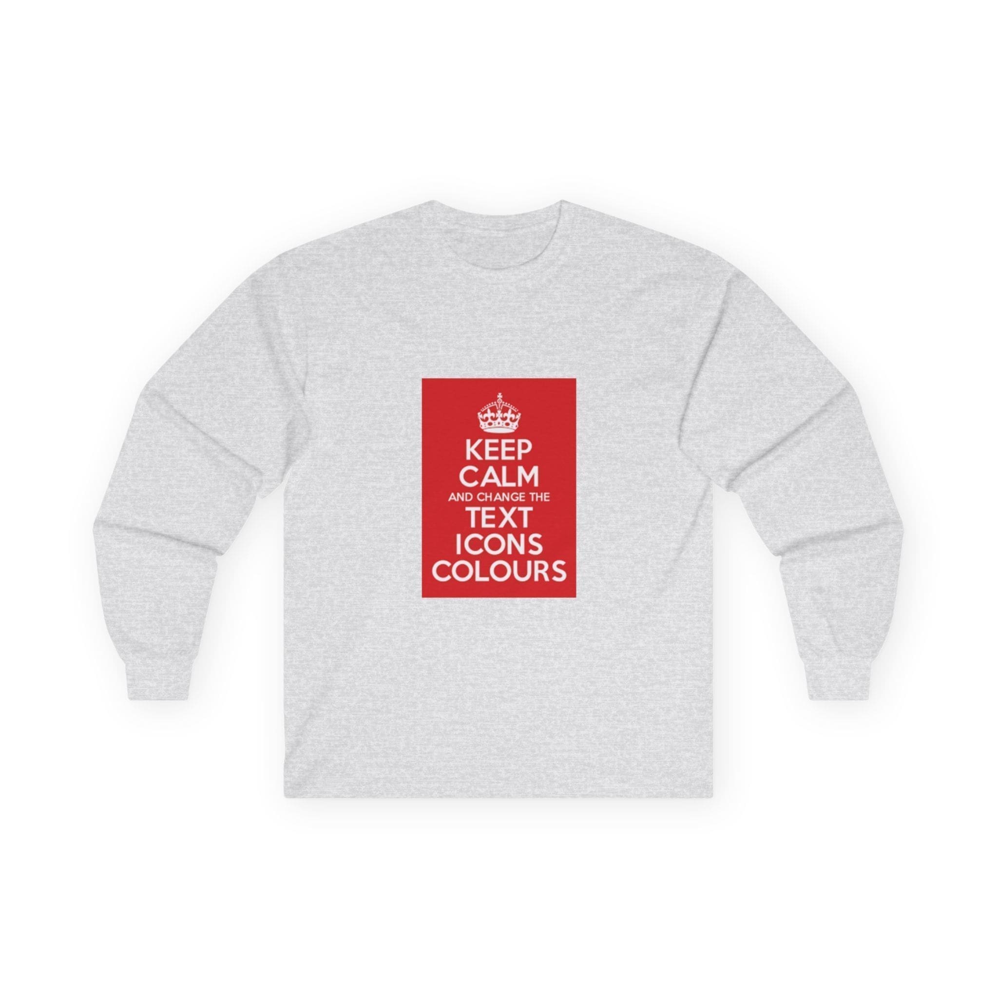 Keep Calm customizable long sleeve tee Ash 2XL Keep Calm customizable long sleeve tee Ash 2XL