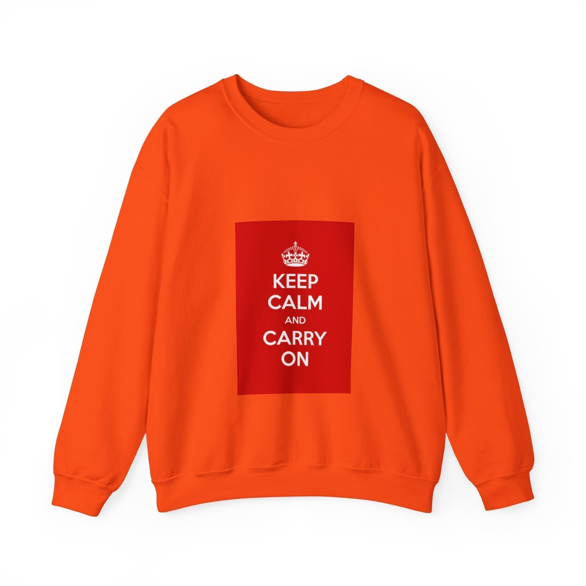 Keep Calm and Carry On Crewneck Sweatshirt Orange 2XL