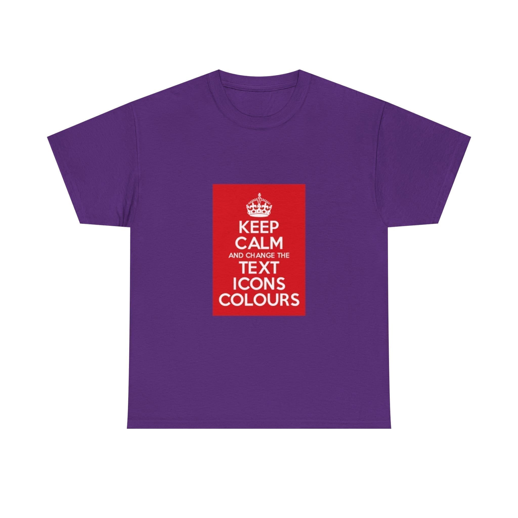 Keep Calm customizable T-Shirt cotton tee Purple 2XL Keep Calm customizable T-Shirt cotton tee Purple 2XL