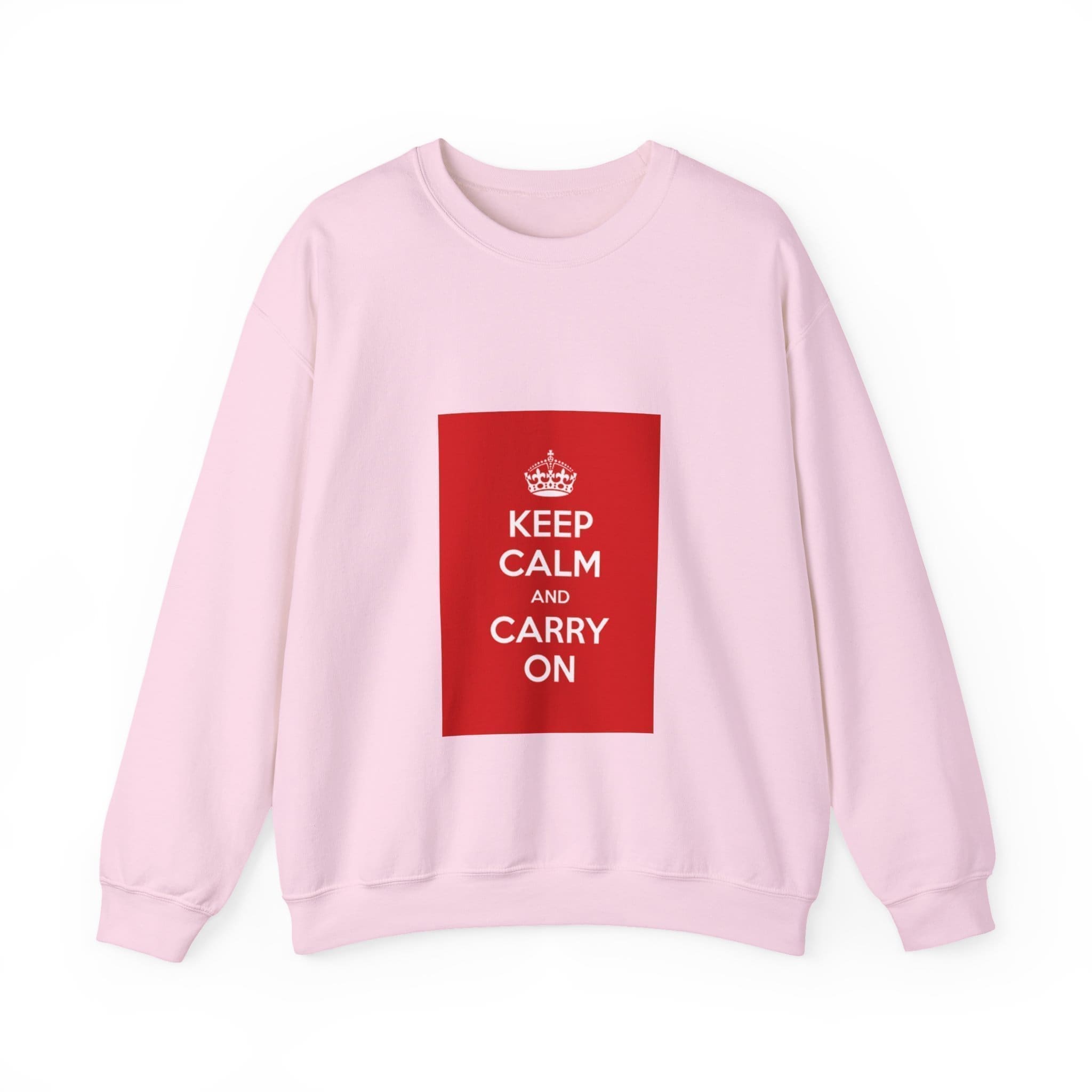 Keep Calm and Carry On Crewneck Sweatshirt Light Pink M