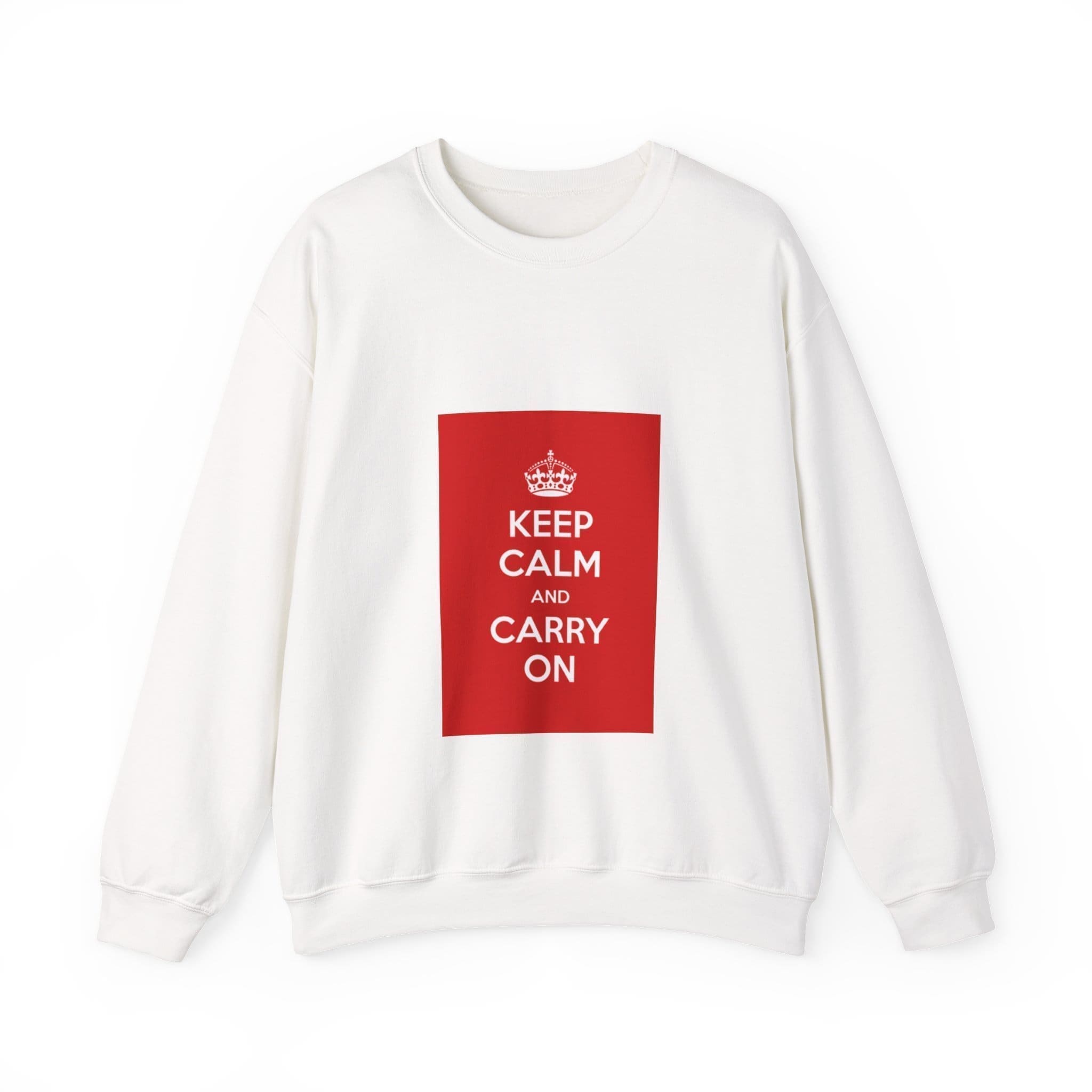 Keep Calm and Carry On Crewneck Sweatshirt White 4XL